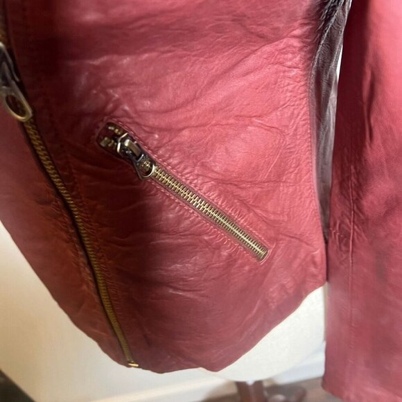 Madewell $525 Washed Leather Motorcycle Jacket Dusty Redwood Size M NC112 - Picture 7 of 15